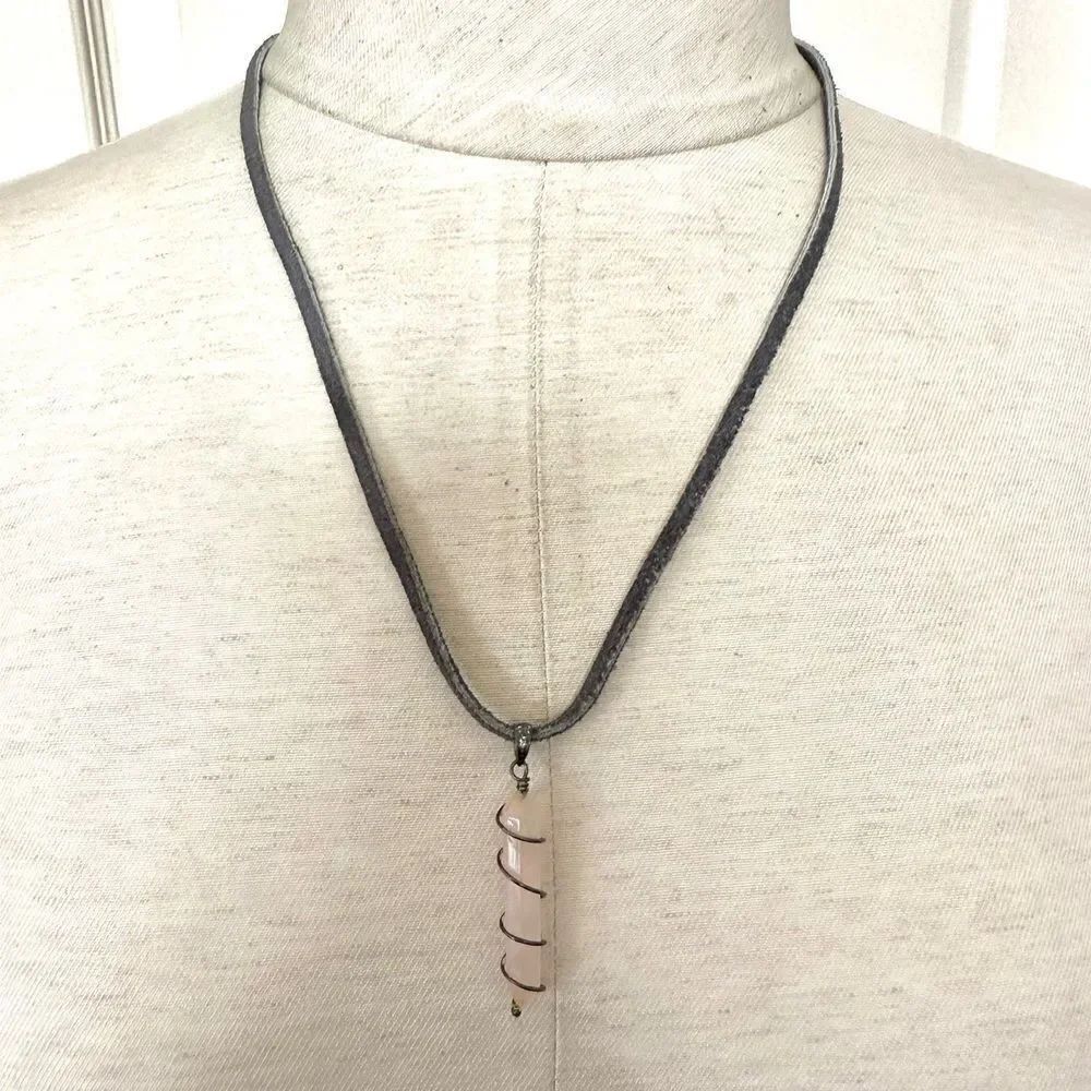 Rose Quartz pendant Necklace on cord